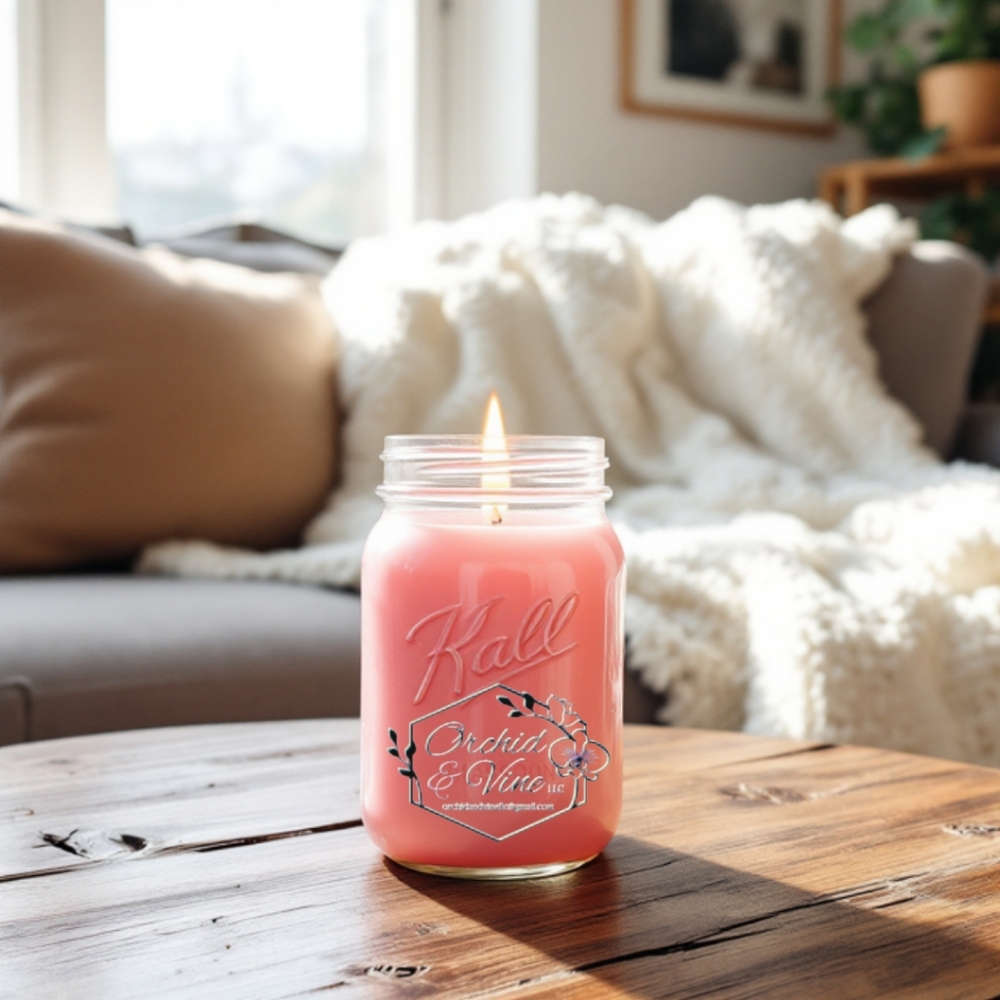 Orchid & Vine Soy Wax Candle Jar 8 Oz Hand Pour